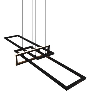 Modern Trio Salinas LED függőlámpa, 34W, matt fekete, téglalap alakú elemekkel.