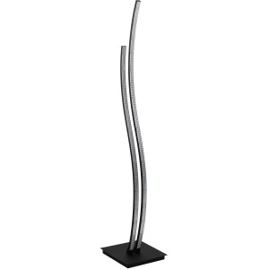 Modern Eglo Lejias LED állólámpa, fekete és átlátszó, két ívelt világító profillal.