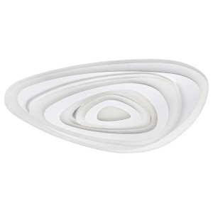 Modern, fehér LED mennyezeti lámpa ívelt dizájnnal.