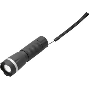 Szürke-fekete LED zseblámpa csuklópánttal, 60 lumen fényerő.