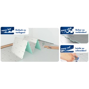 Selitac® hangszigetelés AquaStop-pal, 5 mm, parkettához és laminálthoz. Könnyű telepítés az összecsukható technológiának köszönhetően.