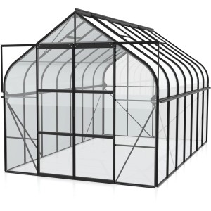 Vitavia Diana 11500 üvegház, 11,5 m², fekete, dupla ajtóval és alumínium vázzal.
