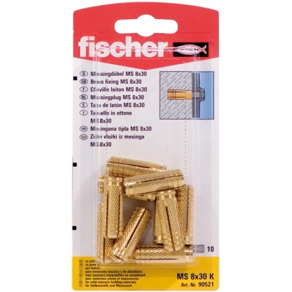 Fischer Sárgaréz tipli MS 8 x 28 K, 10 db, biztonságos rögzítéshez tömör építőanyagokba.