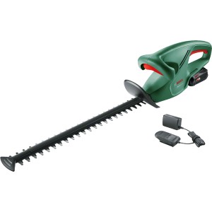 Bosch EasyHedgeCut 18-45 akkus sövénynyíró akkumulátorral és töltővel.