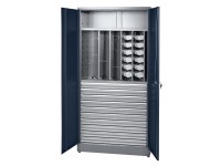 Küpper anyagtároló szekrény 2 ajtós 10 fiókkal 180 cm x 91 cm x 45 cm sötétkék Küpper anyagtároló szekrény 2 ajtós 10 fiókkal 180 cm x 91 cm x 45 cm sötétkék