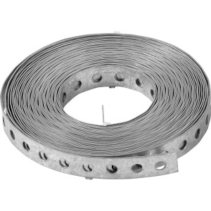 Tűzihorganyzott lyukszalag, 17 mm x 10 m, feltekercselve. Ideális fa szerkezetekhez és sarokvasakhoz.