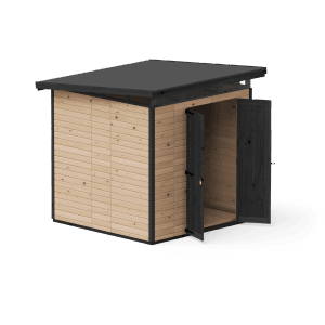 Barna Upyard Strongbox L kerti ház nyitott dupla ajtóval és alappal.