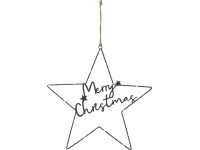 LED-es felakasztható csillag Merry Christmas fekete