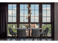 Globo Wolli függőlámpa 5 izzós fekete matt füstszínű 300 mm x 1200 mm