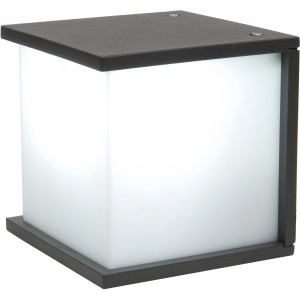 Szögletes Lutec Box Cube antracit kültéri fali lámpa. Modern kocka forma E27 izzókhoz.