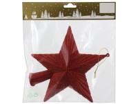 Csillag alakú csúcsdísz műanyagból 19 cm piros Csillag alakú csúcsdísz műanyagból 19 cm piros