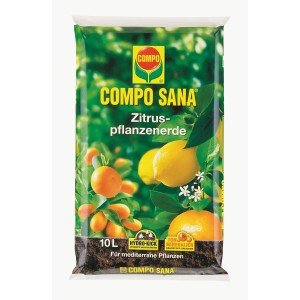 Zacskó Compo Sana citrusföld 10L citromokkal és narancsokkal a csomagoláson.