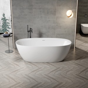 Szabadon álló t.b.t. fürdőkád fehér színben, ovális alakú. Modern fürdőszoba design.
