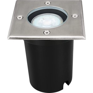 Négyzet alakú LED süllyesztett padló lámpa, 35W, rozsdamentes acél hatású, kültéri használatra.