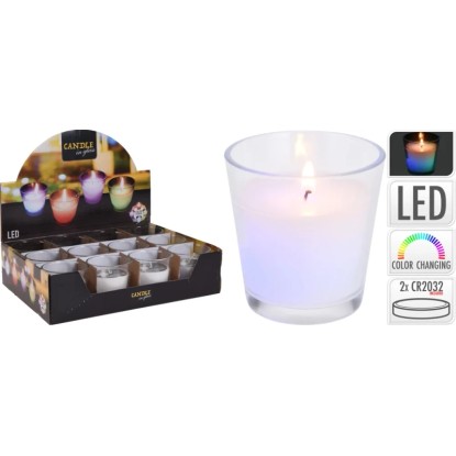 LED-es dekor gyertya pohárban 75 mm x 75 mm