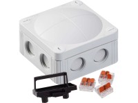 Wiska leágaztató doboz Wago karos kapcsokkal szürke 85 mm x 85 mm x 51 mm Wiska leágaztató doboz Wago karos kapcsokkal szürke 85 mm x 85 mm x 51 mm