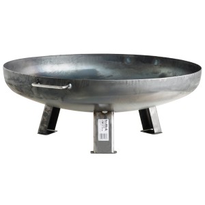Buschbeck tűzrakó tál, Ø 80 cm, vas szürke, vasból, három lábbal és két fogantyúval.