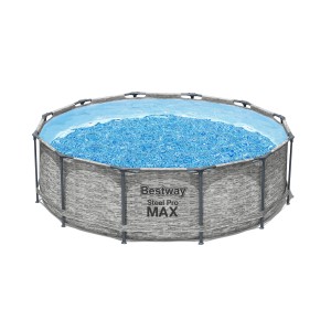 Bestway Steel Pro MAX acélvázas medence, Ø 366 cm, szürke, vízzel feltöltve.