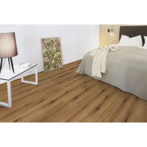 Kaindl Laminált padló Masterfloor Aqualine XPT Tölgy Evoke Coast hálószobában lerakva.