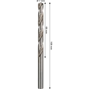 Bosch Pro Metal HSS-G spirálfúró, 7 mm átmérő, ezüst színű.