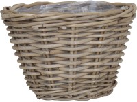 Természetes rattan kerek kúpos kosár szürke műanyag béléssel 29 x 29 x 20 cm Természetes rattan kerek kúpos kosár szürke műanyag béléssel 29 x 29 x 20 cm