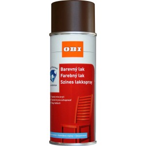 Barna OBI színes lakk spray.