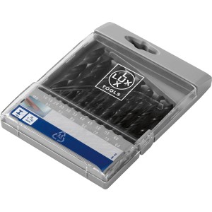 LUX Comfort fémfúró készlet, 19 darabos műanyag dobozban, fúrók 1-től 10 mm-ig.