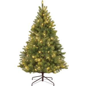 Zöld műfenyő Nagano LED világítással, 150 cm magas, a hangulatos karácsonyért.