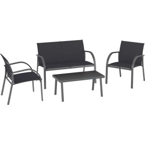 4 részes Torreon lounge szett antracit színben, textil bevonattal kertbe vagy teraszra.