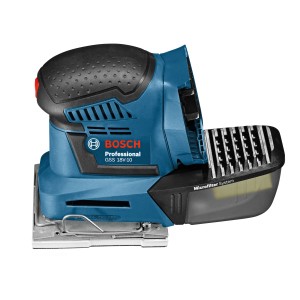 Bosch Professional GSS 18V-10 akkus rezgőcsiszoló porelszívó dobozzal.
