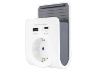 Földelt köztes csatl. aljzat 2xUSB (A-C) töltővel és mobiltartóval