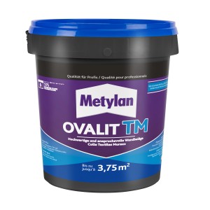 Metylan Ovalit TM ragasztó adalékanyag doboza, alkalmas strukturált és vinil tapétákhoz.