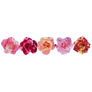 Szobai rózsa mix: Válogatott Rosa Hybrida különböző színekben, kb. 25-30 cm magas.