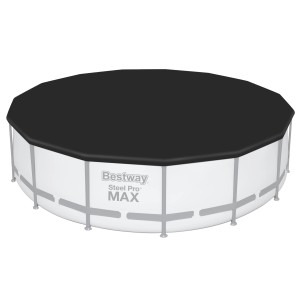 Bestway Steel Pro Max acélvázas medence, Ø 457 cm, takaróval. Világosszürke kerti medence.