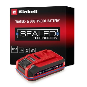 Einhell 18V 4,0 Ah Sealed Power X-Change Plus akkumulátor, por- és vízálló, elektromos szerszámokhoz.