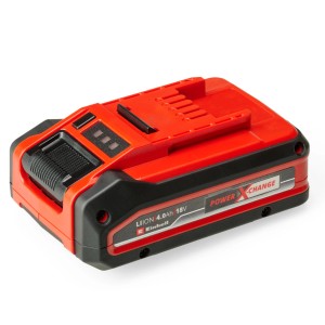 Einhell Power X-Change 18V 4,0 Ah akkumulátor elektromos szerszámokhoz, piros és fekete.