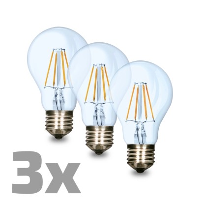Euro-Lux LED izzószálas izzó E27 A60 8 W 880 lm 3000 K 3 db