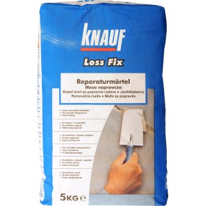 Knauf Javítóhabarcs 5 kg kék zsákban: Cementhabarcs vakolat, beton és falazat javításához.