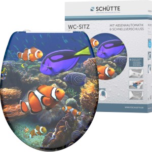 Schütte Sea Life WC-ülőke lassú záródással és hal mintával.