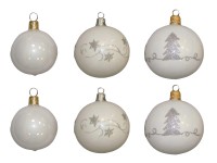 Üveg gömb szett fehér 6 db 4 cm Üveg gömb szett fehér 6 db 4 cm