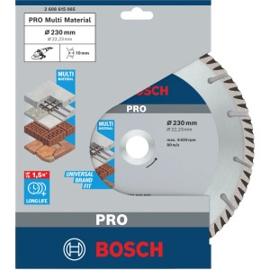 Bosch gyémánt vágótárcsa 230 mm sarokcsiszolóhoz, csomagolásban. Beton és falazat vágásához.