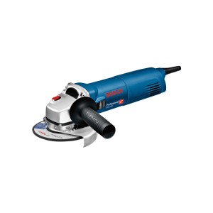 Bosch Professional GWS 1400 sarokcsiszoló, kék-ezüst, 125 mm, védőburkolattal és kiegészítő fogantyúval.