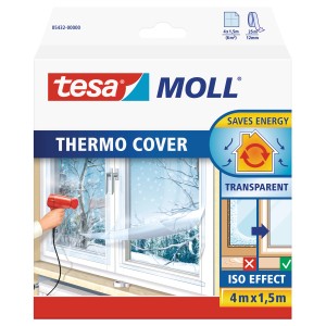 Tesamoll Thermo Cover ablakfólia 4m, átlátszó szigetelő fólia ablakok szigeteléséhez.