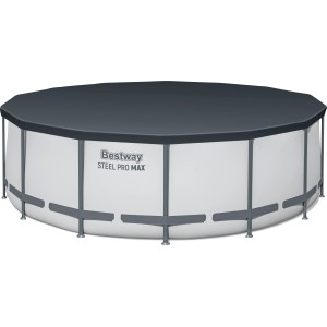 Bestway Steel Pro Max acélvázas medence, Ø 427 cm, takaróval. Világosszürke keretes medence.