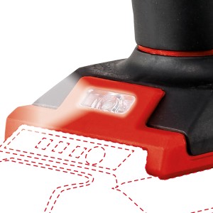 Közelkép: Einhell TE-CG 18 Li Solo akkus ragasztópisztoly LED kijelzővel.