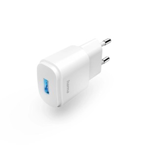 Fehér Hama USB-A 6 W-os töltő számítógép és multimédia tartozékokhoz.