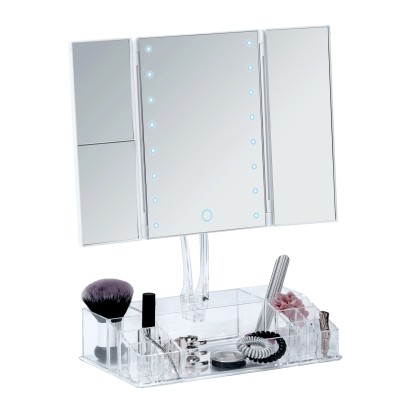 Wenko Fanano LED álló kozm tükör rendszerezővel 34,5 x 39 x 16,5 cm fehér műanya