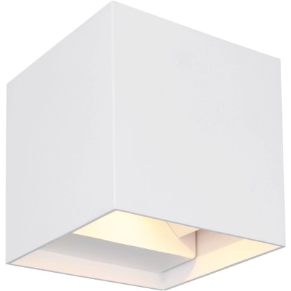 Modern, fehér LED kültéri lámpa, Veronika a Globotól, 100x100mm, kültéri falra szereléshez.
