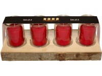 Sunny Garden fatálca 4 gyertyával üvegben nyárfán 8 cm átmérő piros Sunny Garden fatálca 4 gyertyával üvegben nyárfán 8 cm átmérő piros