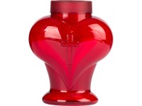 Műanyag szív alakú mécses piros és átlátszó színben Műanyag szív alakú mécses piros és átlátszó színben